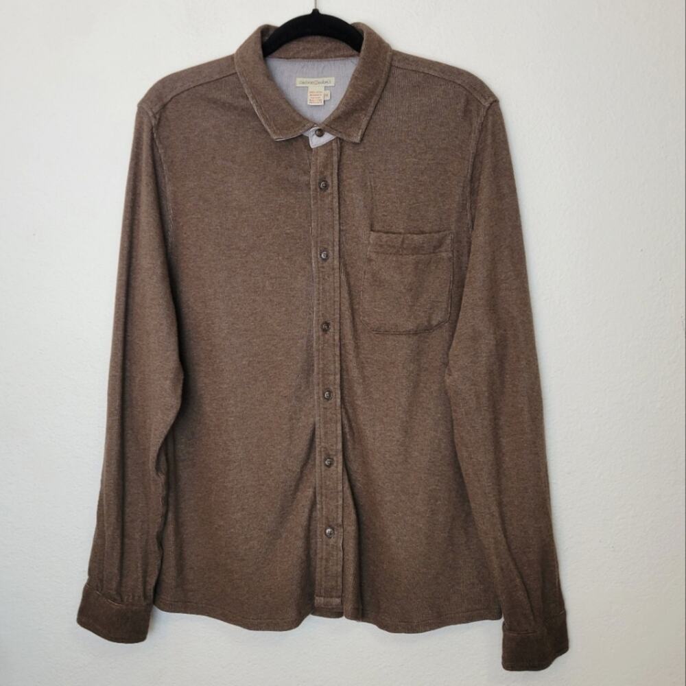 CARBON 2 COBALT Men's Brown Stretch Corduroy Midweight Button Down Shirt Sz M